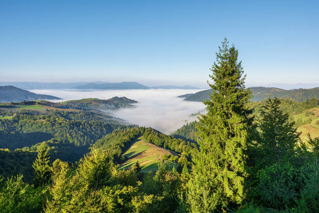 日出时的高山景观。Mizhhiria 山脉