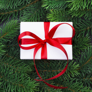 圣诞树枝和礼物