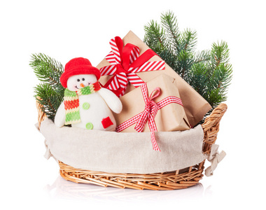 圣诞礼品盒 雪人玩具 枞树