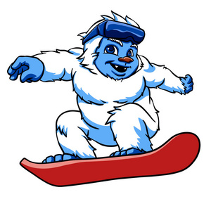 滑雪板雪人卡通插图图片
