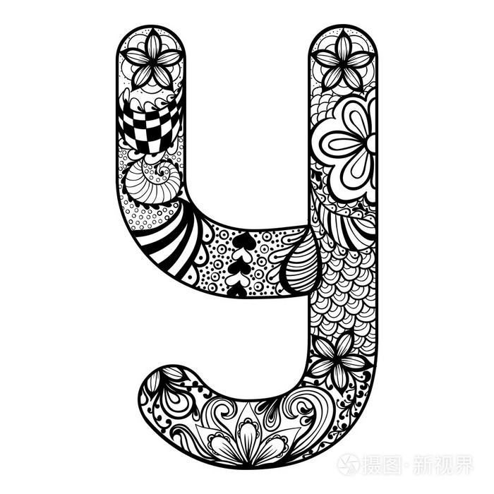 花边字母y的涂鸦风格. 手握