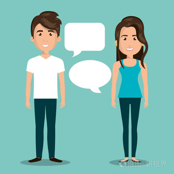 男人女人说话孤立的泡沫对话插画-正版商用图片0gi3po-摄图新视界