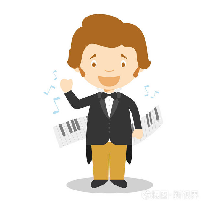 肖邦卡通人物矢量插图儿童历史收藏