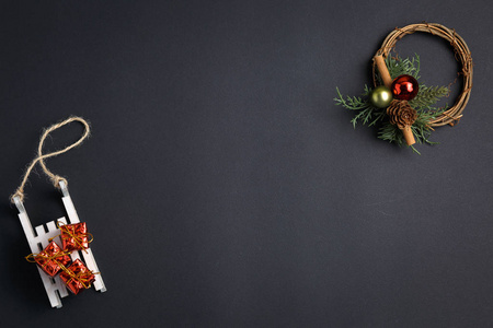 圣诞节和新年背景与礼物, 鹿, 星并且 fi