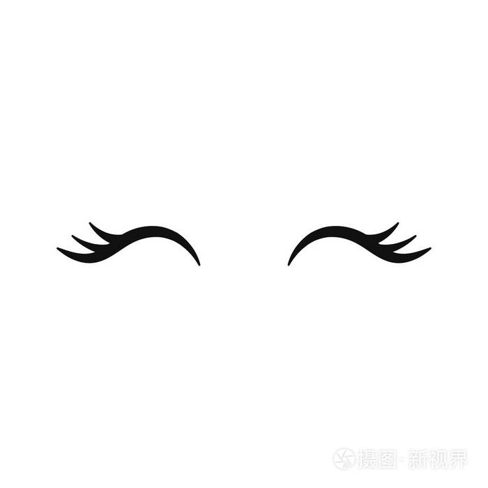 矢量独角兽睫毛闭上女人的眼睛矢量图标
