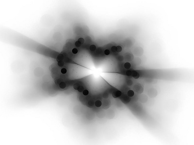 圆形光束带圆形散景的发光光束, 倒置黑白相间照片