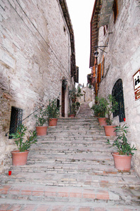 阿西西的主要堡垒的楼梯图片