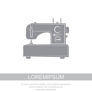 白色背景下隔离的灰色缝纫机图标