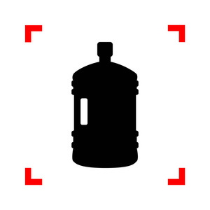 塑料瓶剪影标志。在焦点上 w 的角落里的黑色图标