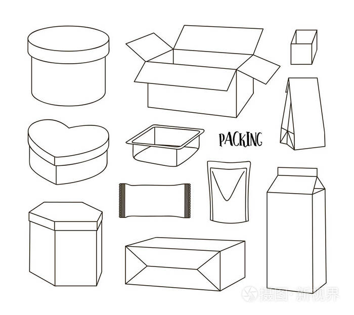 包装盒子集合插画-正版商用图片0gihiy-摄图新视界