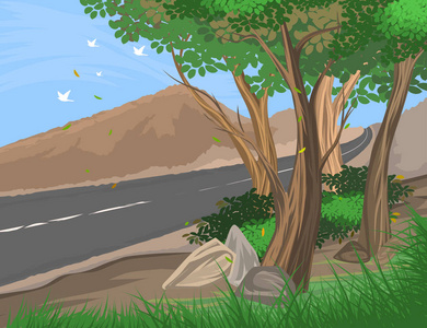 农村公路矢量自然风景照片