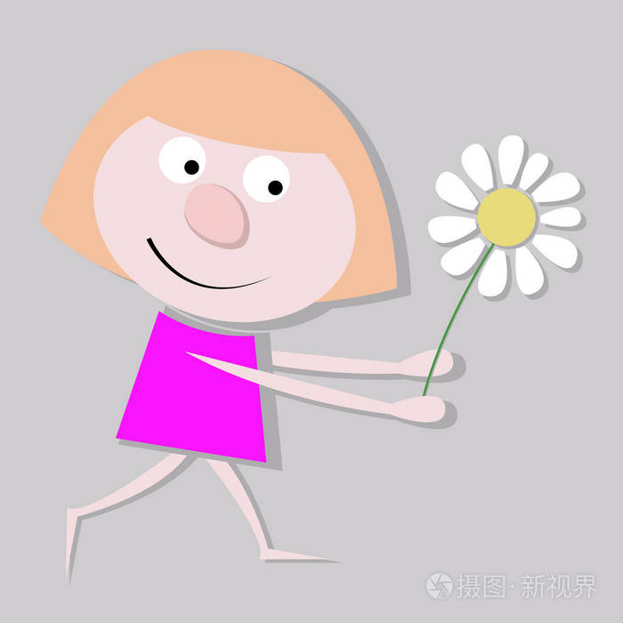 小女孩用洋甘菊