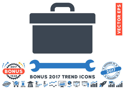 工具箱平面图标与 2017年奖金趋势