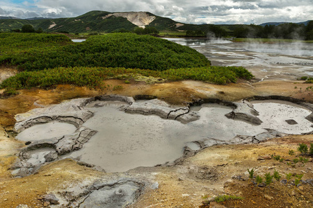 乌宗破火山口中的热液活动区。克罗诺基自然保护区