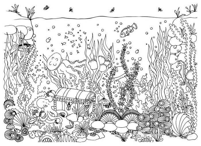 矢量图 zentangle 海底世界插画-正版商用图片0gipgc-摄图新视界