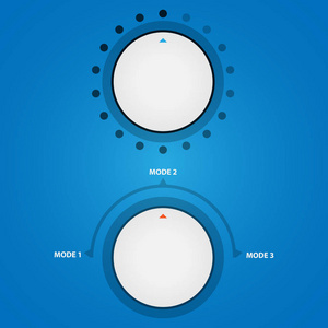 一组白色滚动按钮。圆形按钮搅拌机。模式选择按钮