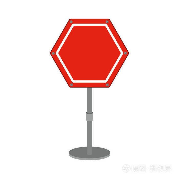 六角形道路标志红色图标
