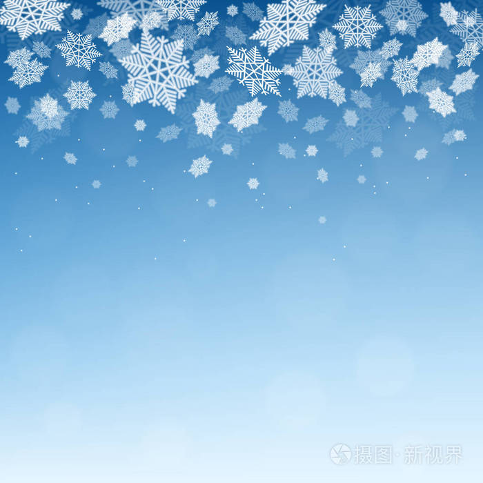 飘落的雪花圣诞冬季蓝色背景