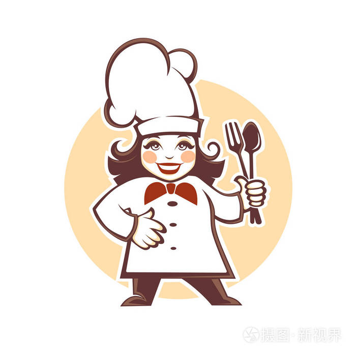 快乐卡通厨师,它制作图案矢量