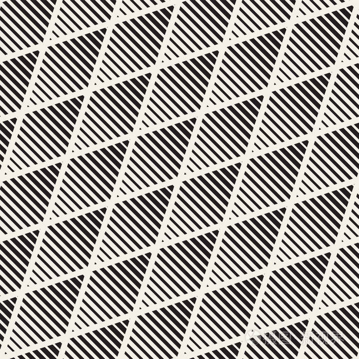 矢量无缝黑白半色调线网格模式.抽象几何背景设计