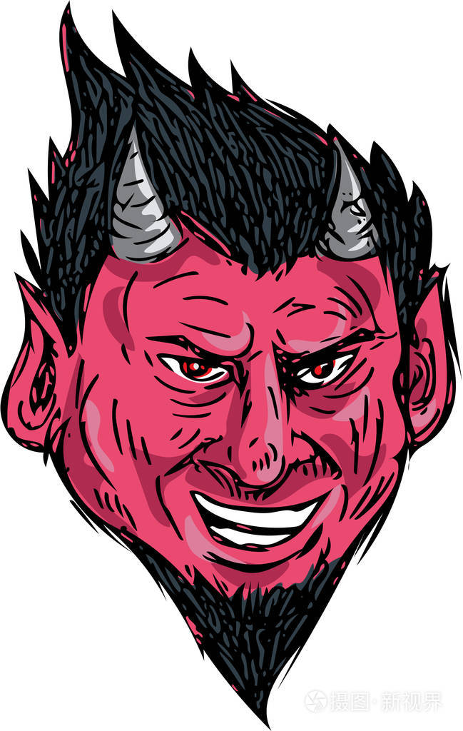 恶魔角山羊胡子头绘图
