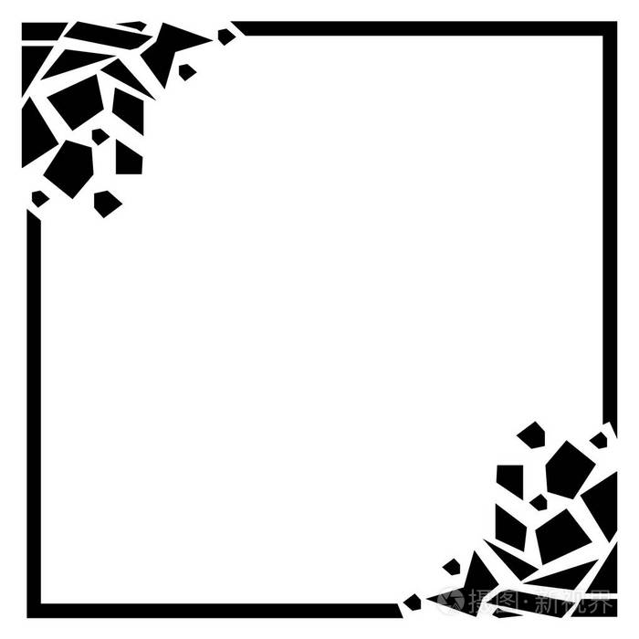 裂纹矩形框架白色背景黑色框架黑色边框