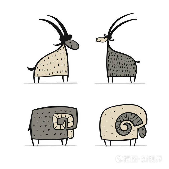 山羊和绵羊收集为您的设计