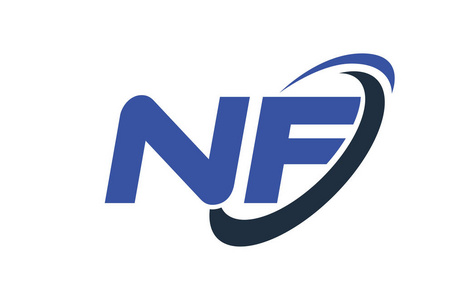 Nf 徽标旋风椭圆蓝色字母矢量概念