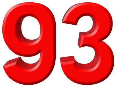 数字 93,九十三,孤立在白色的背景下,3d 仁德照片