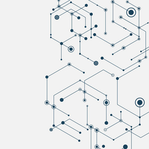 抽象向量连接六边形与社会网络背景