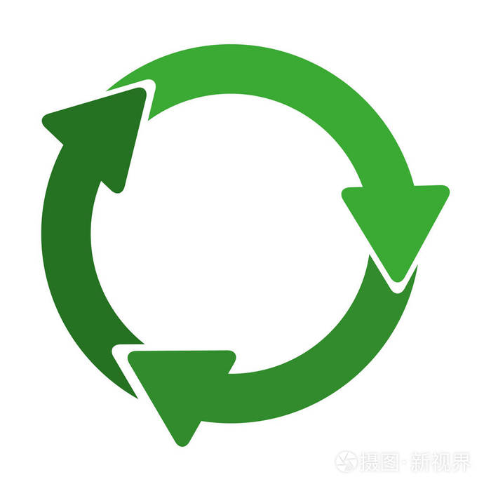 绿色循环回收符号形状的箭头