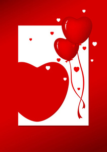 矢量红色心形气球设计的情人节那天