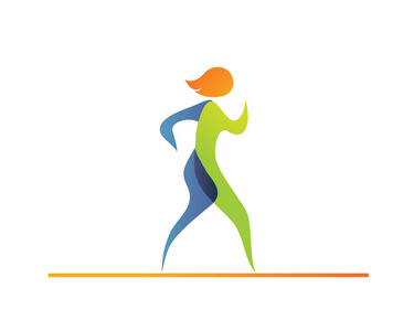 竞走现代夏季运动标志符号-竞走运动员剪影插画