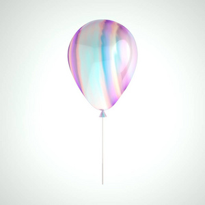 彩虹全息箔气球被隔离在灰色背景上。时尚设计3d 元素的生日, 演示, 促销, 聚会或其他活动