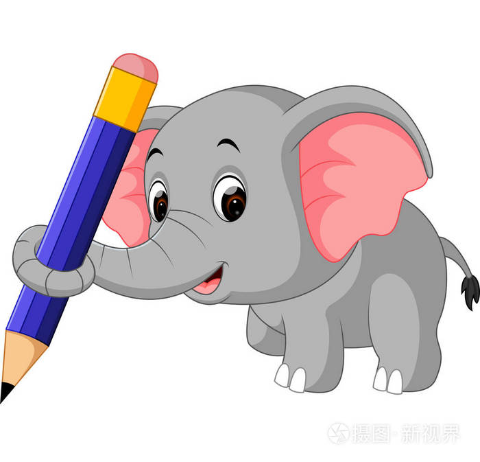 可爱的大象控股铅笔插画-正版商用图片0gji5i-摄图新视界