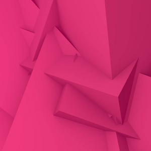 抽象背景组成的几何形状。3d 的粉色三角形