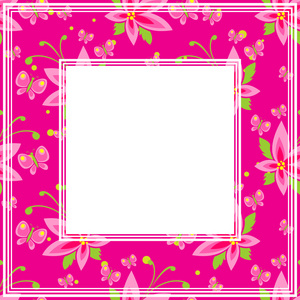 粉红色的花边框
