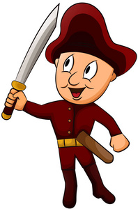 小队长与剑卡通人物的小队长.矢量图照片