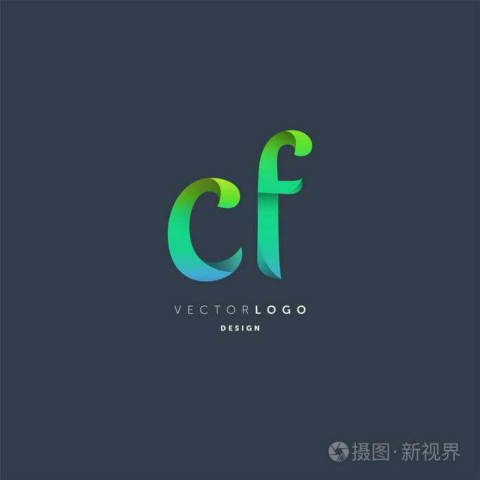 联合 Cf 字母徽标, 名片模板, 矢量