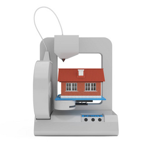 工业 3d 打印机打印出的房屋建筑。3d 渲染