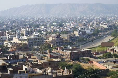 在顶视图印度斋浦尔市的景观