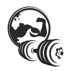 体操哑铃体操剪影的哑铃符号照片