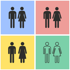 男人和女人厕所图标集