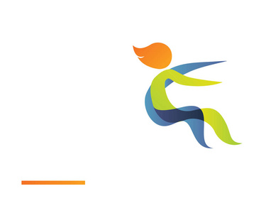 现代夏季运动标志符号-跳远剪影照片