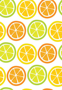 柑橘矢量彩色多汁图案