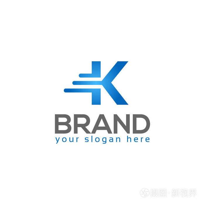 字母k在白色背景标志的印象是快速和可靠的徽标设计模板