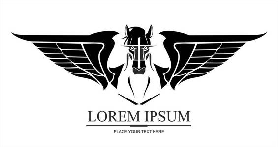 黑色白色飞马图片