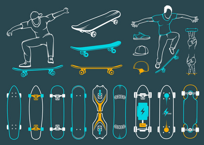 一套滑板设备和街头风格元素图片