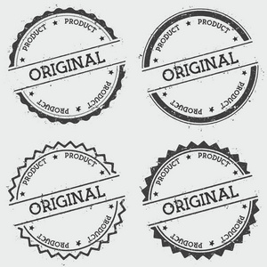 孤立在白色背景 Grunge 圆时髦密封与文本的原始产品徽章邮票