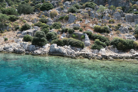 Kekova 岛和沉没的城市 Simena 土耳其安塔利亚省的废墟